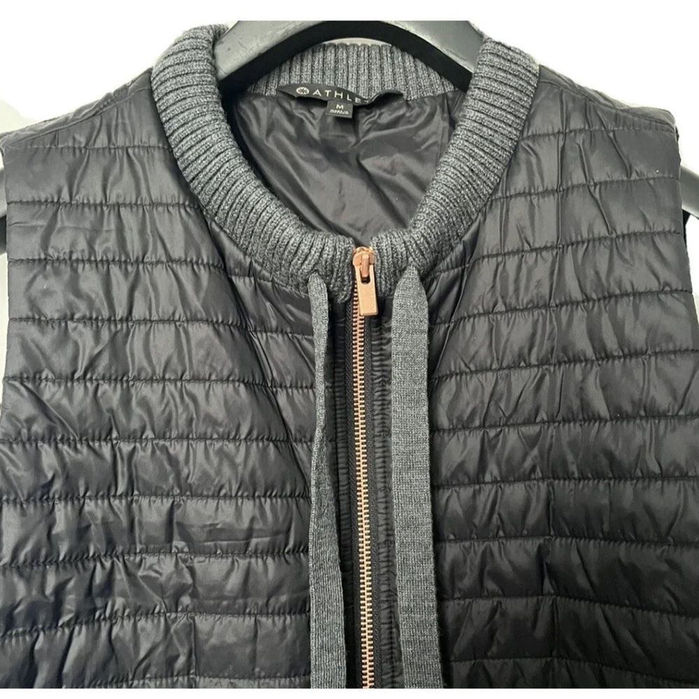 Athleta dark, gray Quilted with net accent  Vest zipper nylon - Picture 5 of 7